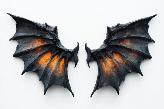 Devil vampire wings of a fallen angel isolated on a white background...