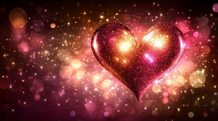Sparkling Glitter Heart Festive Background Design