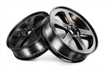 Old film movie reels isolated on a white background.