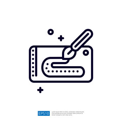 The image features a simple line drawing of a design tool, possibly a pencil or pen, along with a ruler, indicating a focus on design or drafting activities.