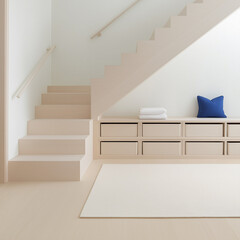 Fototapeta premium Felt Organizers Beneath a Nursery Staircase for Efficient Storage Solutions