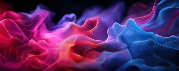 Fototapeta premium Vibrant sound wave patterns glowing against a dark background symbolizing the energy and motion of sound and music