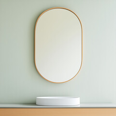 Obraz premium Bathroom Mirror with Muted Colors and Stylish Frame Edge Close-Up