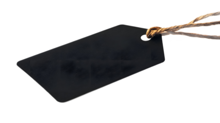 Blank black price tag on a transparent background. isolated background.