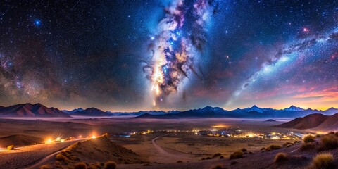 Fototapeta premium Atacama Desert Milky Way Bokeh Photography: Night Sky Starscape Astrophotography
