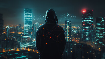 Hacker are planning to hack and attack networks and cyber security , innovative Smart city and graphs with statistics to analyze business potential and predict future developments in company growth.