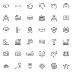 Customer review line icons set