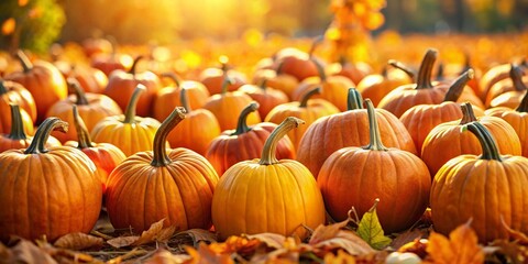 Autumn Pumpkin Patch Photography: Orange Pumpkins, Fall Harvest, Thanksgiving Background