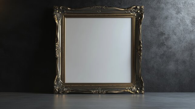 premium award frame presentation, metallic edge detailing, blank white interior, professional studio lighting, formal dark clothing, confident display pose, warm gray backdrop