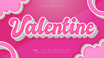 Happy Valentine editable pink text effect with cute shape background