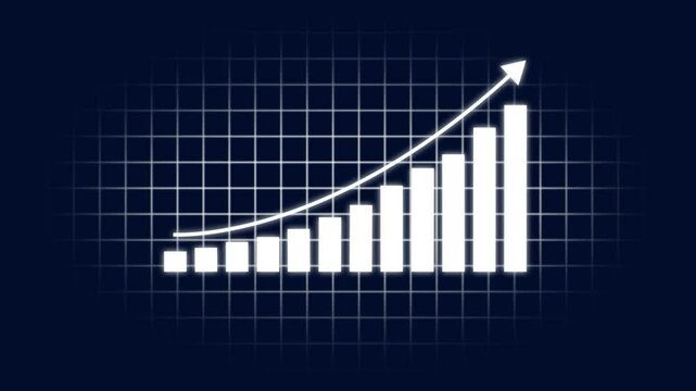 Business growth concept in graph chart showing marketing sales profit increasing to future target . growing business concept. Clean Hi-tech style technology chart