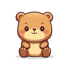 Naklejka premium Kawaii Style Cute Bear Cartoon on White Background