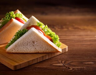 Sandwich vegetables and Ham on the table