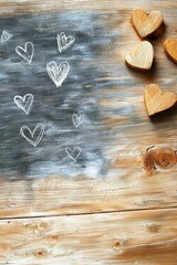 Heart on rustic wooden board with textured grain, a natural and timeless backdrop