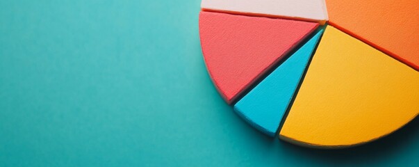Obraz premium Colorful pie chart segments on a turquoise background