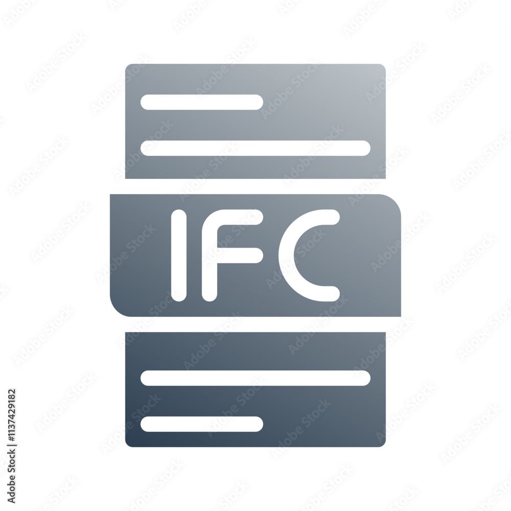 Poster Ifc file document gradient fill icon. can be used for website, ui and mobile app.