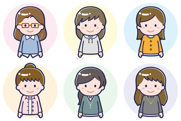 いろいろな人物セット_笑顔_女性