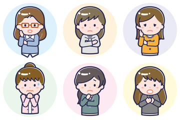 いろいろな人物セット_困惑_女性