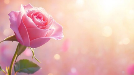 A Single Pink Rose in Soft Sunlight