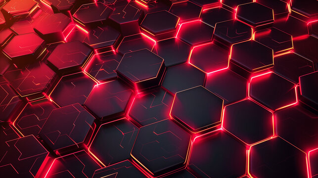 red hexagon background