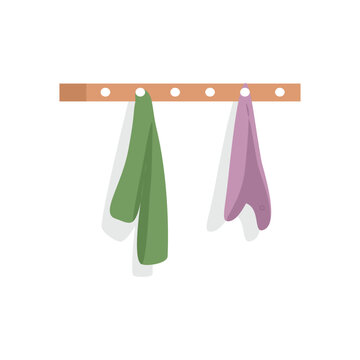 towels hanging on wooden rack clip art preview