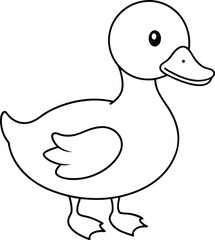 Cute Duck Outline for Children to Color Vector Illustration