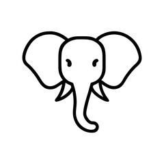 Cute Line Art Elephant Illustration, Elephant head vector Art, Icon, Logo and Graphics. Elephant head outline and line art illustration design.
