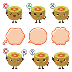 ○×△の札を持ったルビーレッドキウイのキャラクター