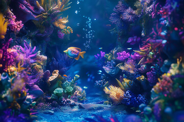 Blue Underwater Ocean World Background