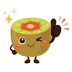 グッドサインを出すルビーレッドキウイのキャラクターイラスト