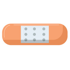 Medical band aid vector illustration, bandage plaster flat icon, emergency wound sticker clipart, adhesive elastic bandage clip art, isolated on white background