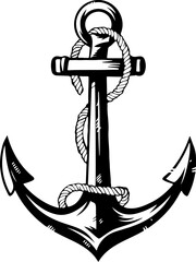 Illustration of the anchor in engraving style. Design element for poster, card, banner, sign, logo. Vector illustration