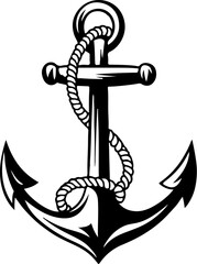 Illustration of the anchor in engraving style. Design element for poster, card, banner, sign, logo. Vector illustration