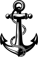 Illustration of the anchor in engraving style. Design element for poster, card, banner, sign, logo. Vector illustration