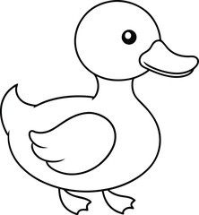 Playful Duck Outline Vector Illustration for Kids Coloring