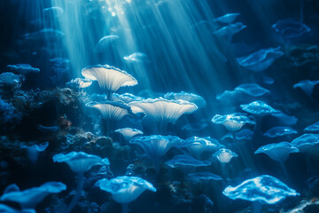 Blue Underwater Ocean World Background