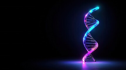 Colorful Digital Representation of DNA Helix on Black Background
