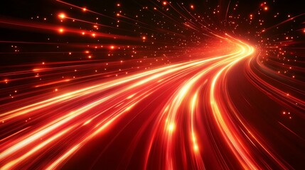 Obraz premium Abstract Red Light Trails Speeding Through Space
