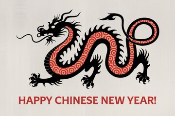 Fototapeta premium Chinese New Year Celebration: Artistic Dragon Design in Traditional Red and Black