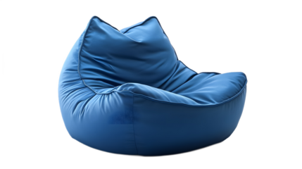 Blue bean bag armchair on a white background. isolated background.