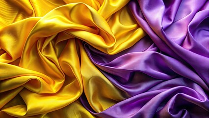 Fototapeta premium Elegant Intertwining of Yellow and Purple Silk Fabrics in Minimalist Photography