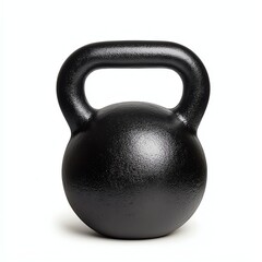 A sleek black kettlebell, perfect for strength training and fitness routines, showcasing its robust design and functionality.
