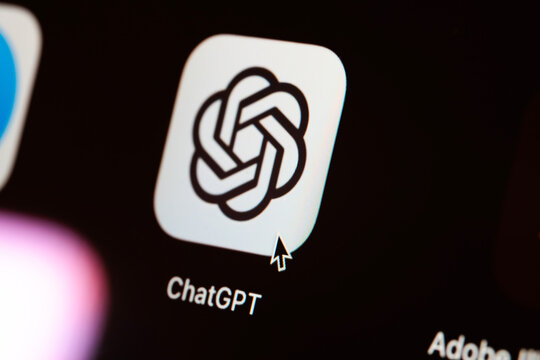 New-York USA December 16 2024: Close-up of ChatGPT app logo on a computer screen with cursor interaction, displayed in a modern digital interface layout