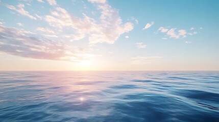 Obraz premium Peaceful Ocean Sunset: Serene Seascape at Golden Hour