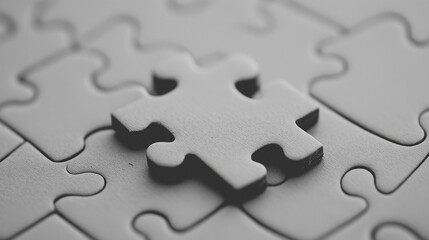 The Missing Piece: A single puzzle piece stands out against a backdrop of its incomplete companions, symbolizing the importance of finding the right solution, completing the picture.