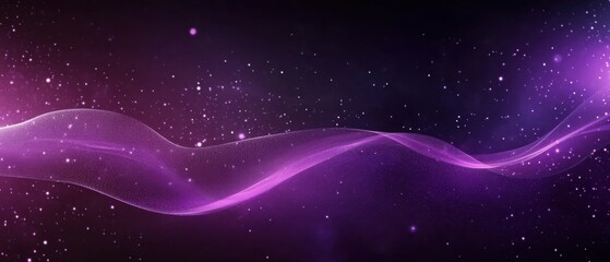 Obraz premium Abstract Purple Cosmic Wave Background with Sparkling Stars