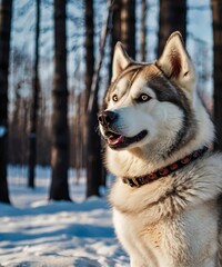 siberian husky dog in snow