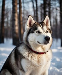 siberian husky dog in snow