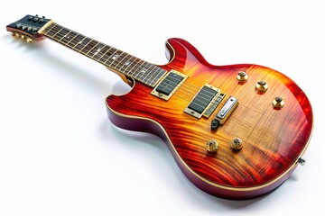 Colorful Electric Guitar Isolated on White Background Showcasing Art Design and Creative Photography for Music Enthusiasts and Art Lovers Alike