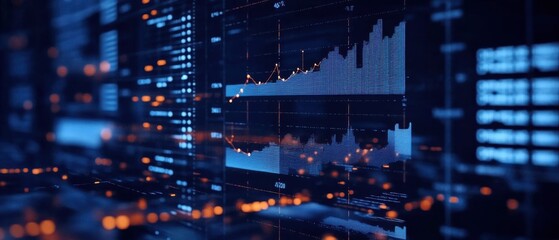 Futuristic Data Visualization: Abstract Stock Market Charts and Graphs